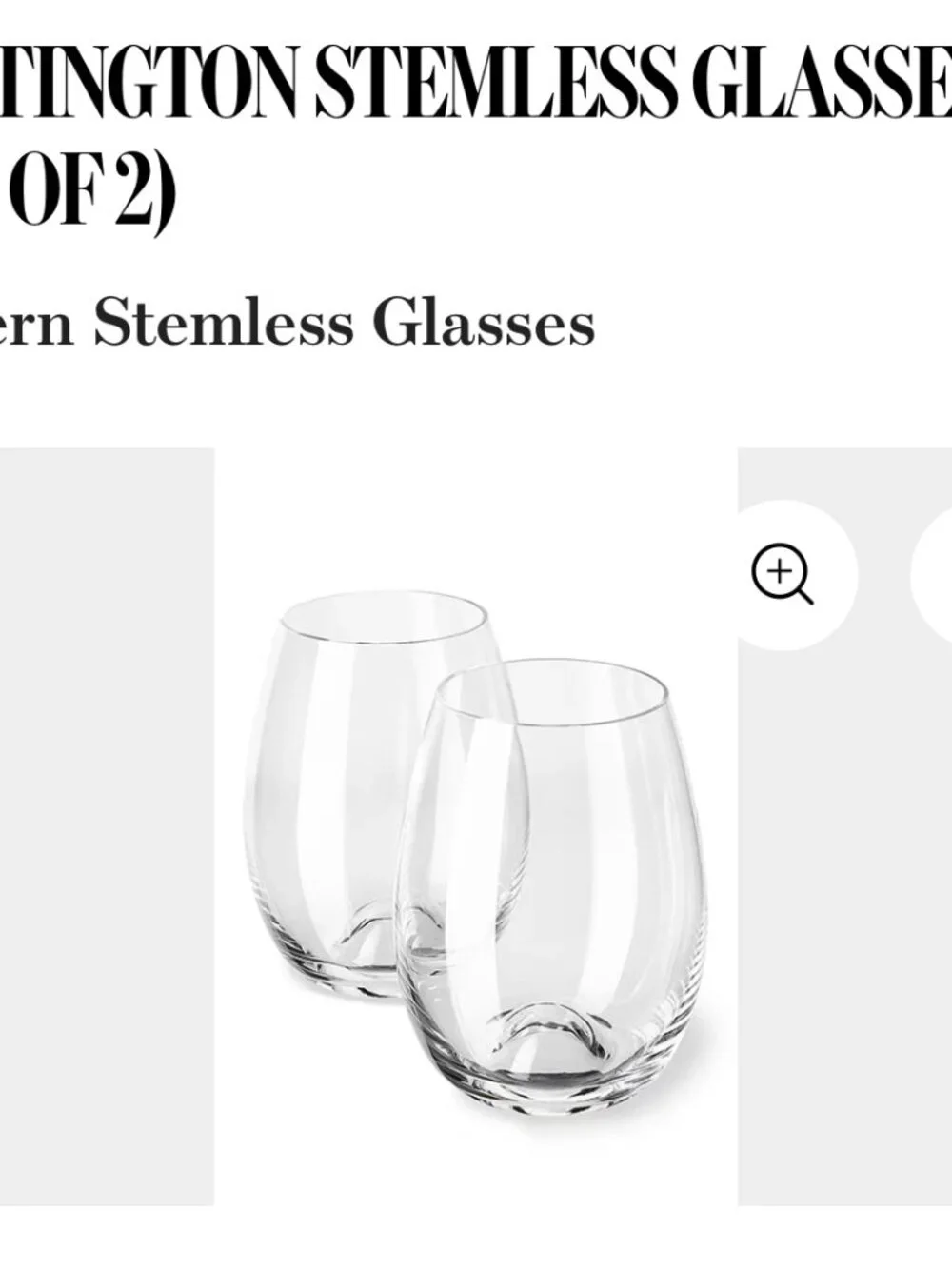 New in Box Dartington Stemless Modern Wine Glasses Set of 2